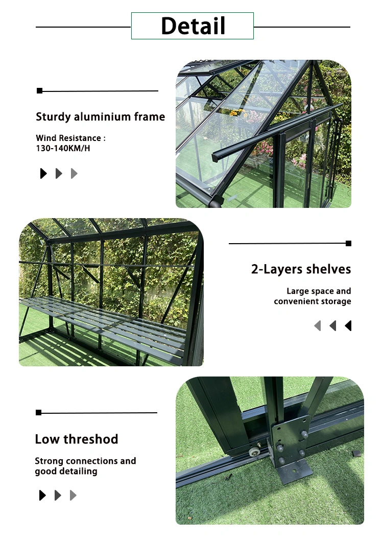 Outdoor Metal Aluminum Frame Green House Backyard Mini Glasshouse Victorian Commercial Glass Garden Greenhouse Used for Sale